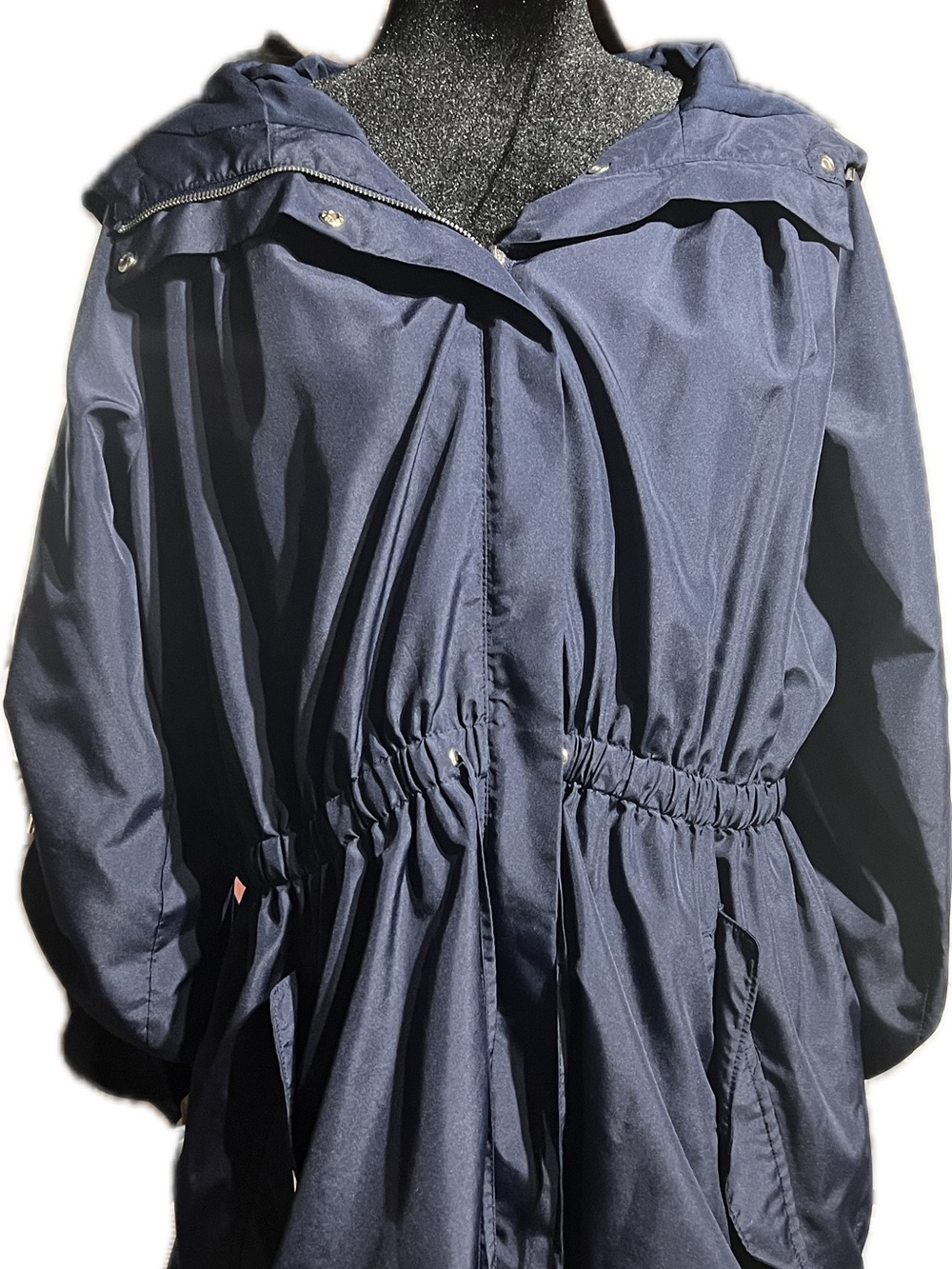 White House Black Market Navy Hooded Utility Jacket